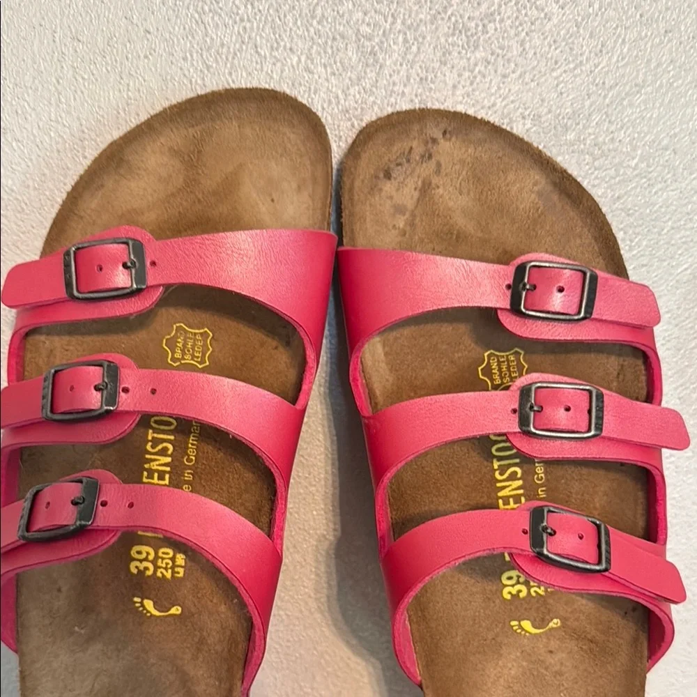 Birkenstock Metallic Pink Florida Triple-Strap Sandals Size 39 - Picture 2 of 12